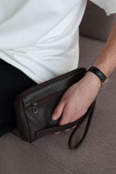 Коричневая мужская кожаная барсетка из натуральной кожи флотар, сумка-клатч из натуральной кожи