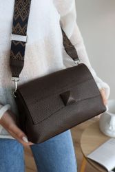 Женская сумка из натуральной кожи коричневого цвета, сумка из натуральной кожи с двумя отделами