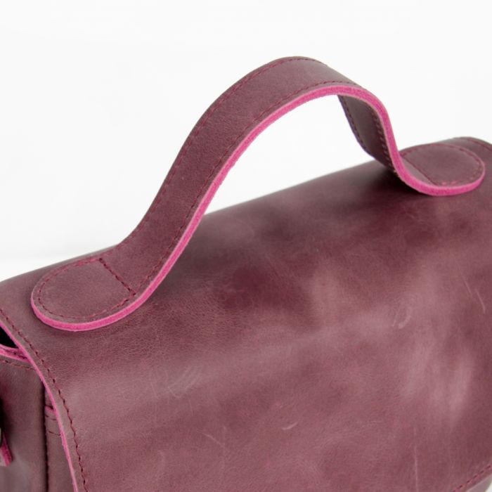 Женская кожаная сумка МІС 2708 бордовая