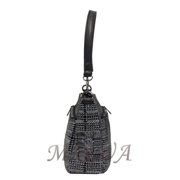 Жіноча шкіряна сумка МІС 2619 чорна з принтом