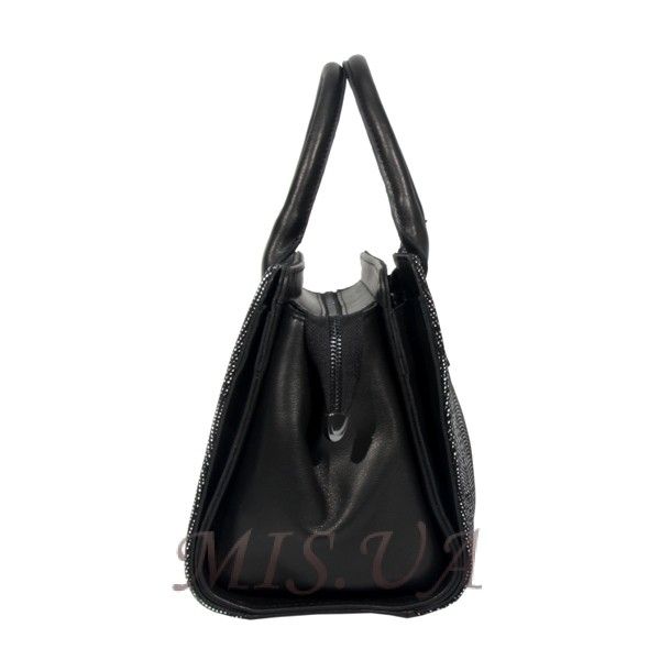 Жіноча шкіряна сумка МІС 2558 чорна з принтом