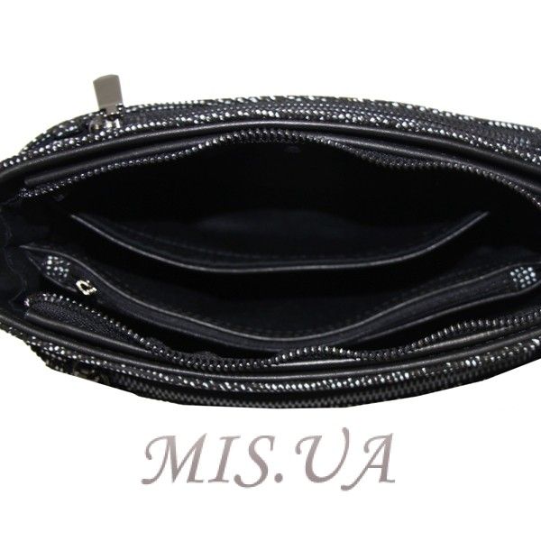 Жіноча шкіряна сумка МІС 2619 чорна з принтом