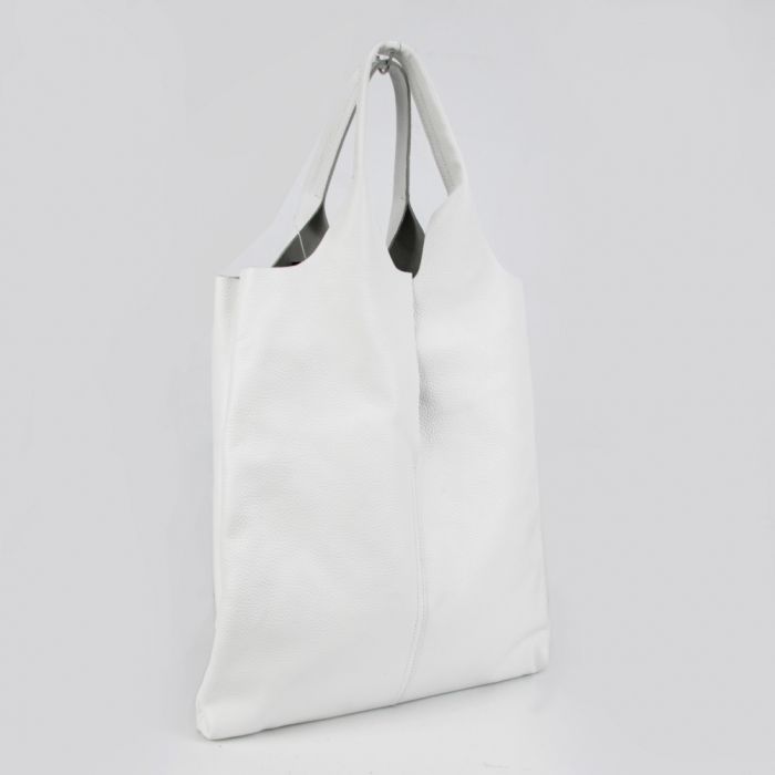 Женская кожаная сумка - шопер МІС 2682 белая