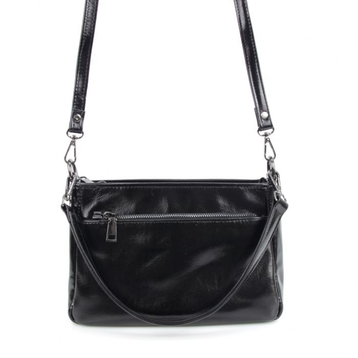 Женская кожаная лаковая сумка МІС 2619 черная