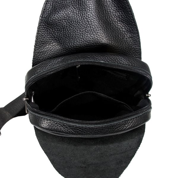 Мужская кожаная сумка-слинг 4616 черная