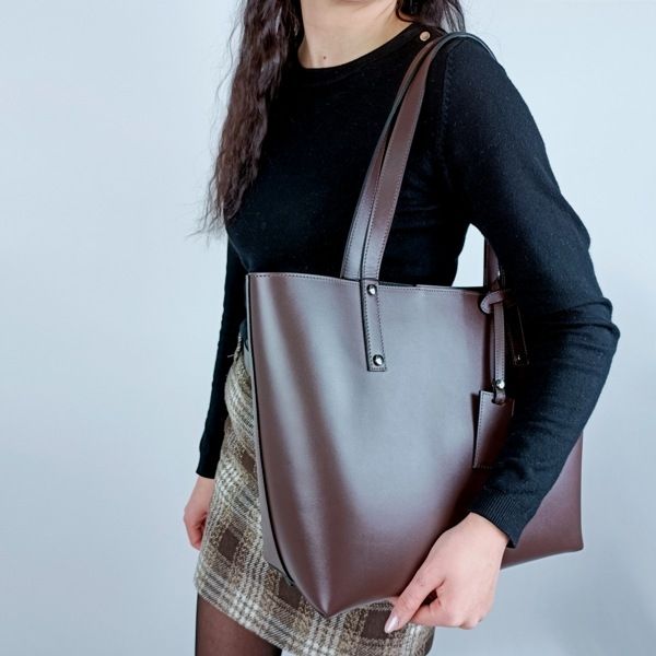 Жіноча шкіряна сумка - шопер МІС 192753 коричнева