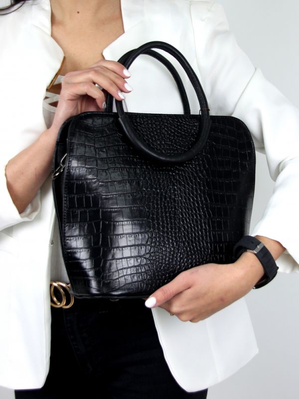 Жіноча шкіряна сумка МІС 2717 чорна