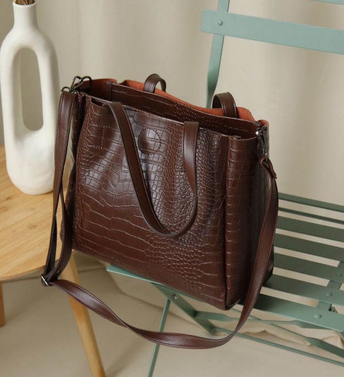 Женская сумка МІС 35458 коричневая с принтом