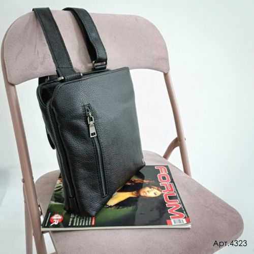 Мужская кожаная сумка Vesson 4323 черная