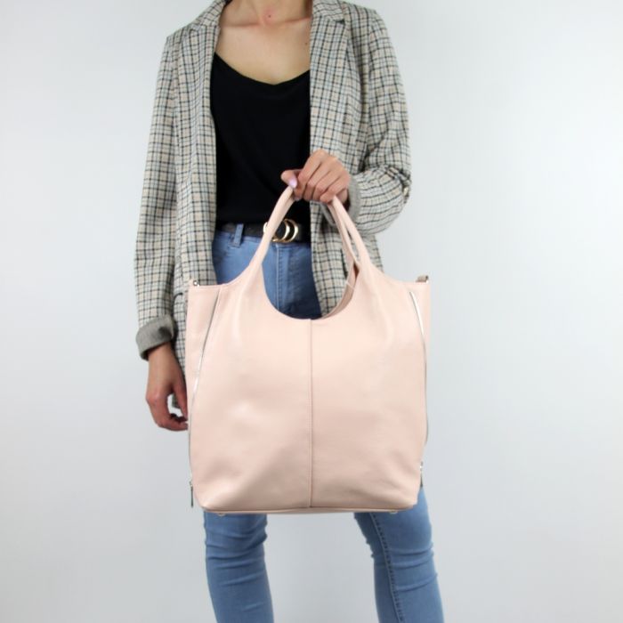 Женская кожаная сумка МІС 2742 розовая