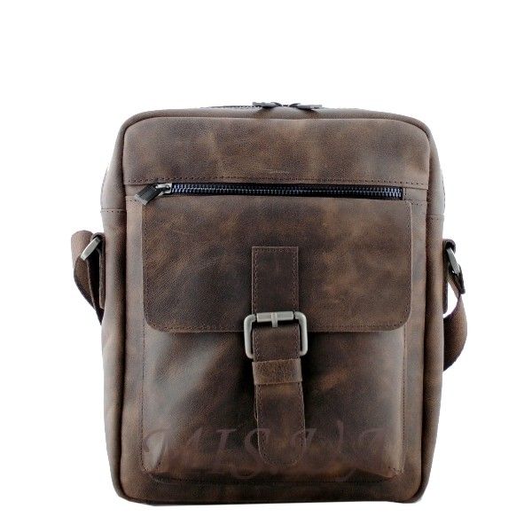 Чоловіча шкіряна сумка Vesson 4568 коричнева - гранж.