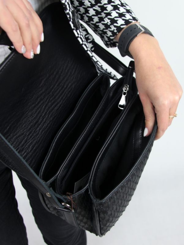 Жіноча шкіряна сумка МІС 2715 чорна