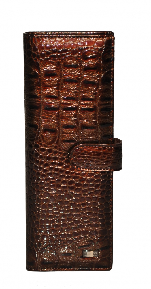 Визитница 17631 коричневая крокодил лак