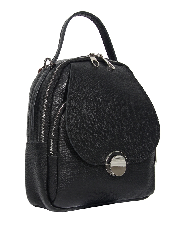 Жіночий шкыряний рюкзак-сумка МІС 2635 чорний