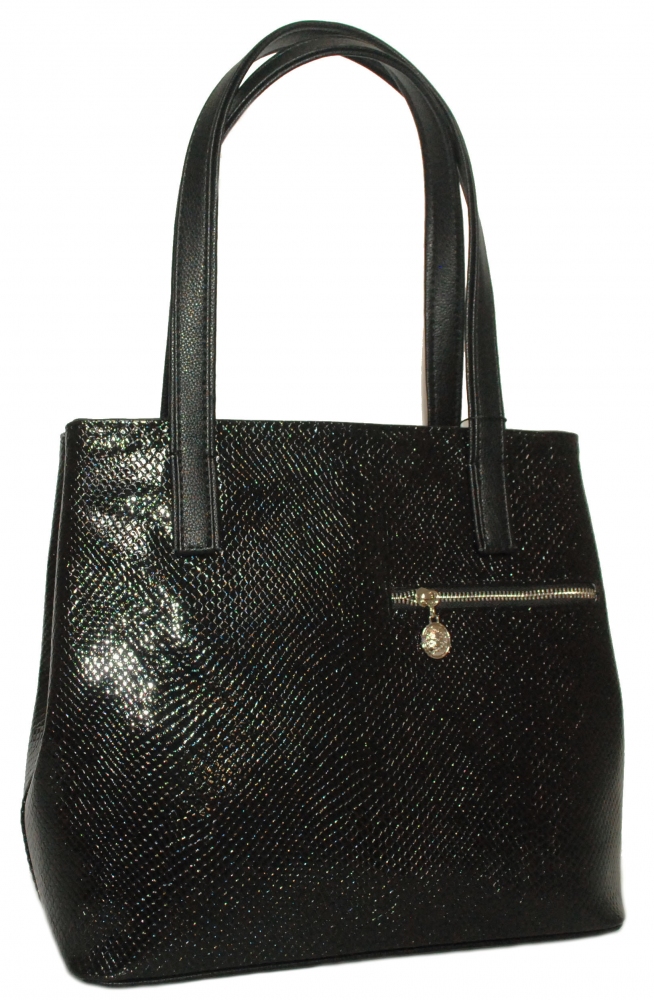 Женская сумка 35381 черная с тиснением 